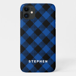 Blau und Schwarz Buffalo Kariert Personalisiert Case-Mate iPhone 14 Pro Hülle