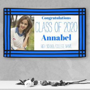 Blau und Schwarz-Ein-Foto Geometric Grad Banner