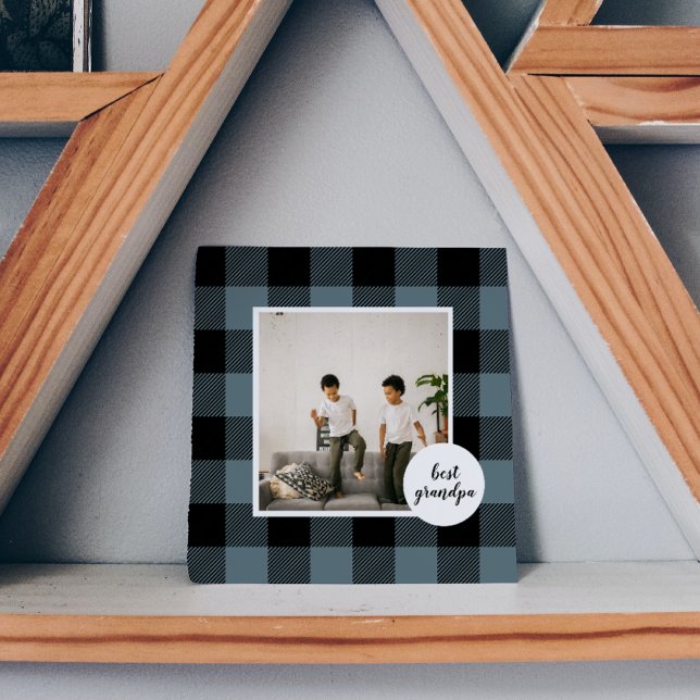 Blau und Schwarz Kariert bester Opa-Geschenk mit F (Von Creator hochgeladen)