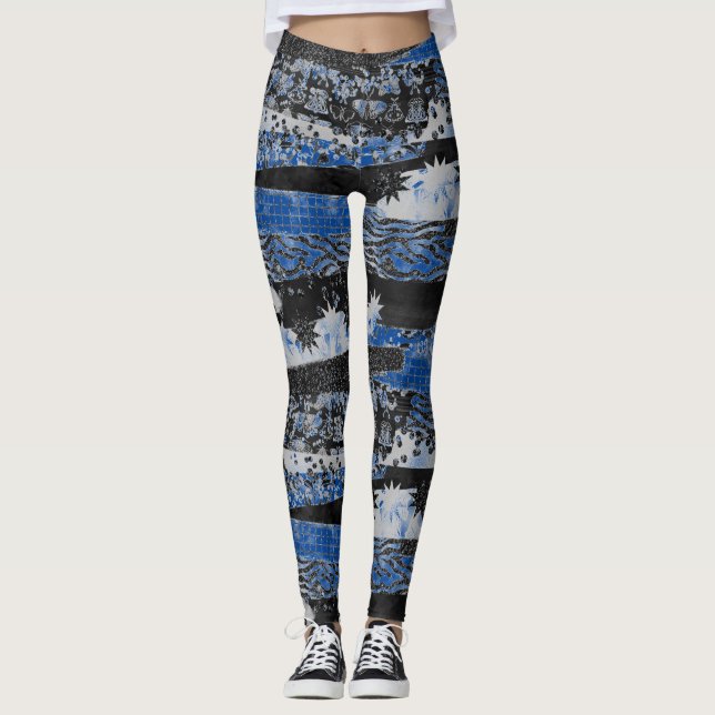 Blau und Schwarz Leggings (Vorderseite)