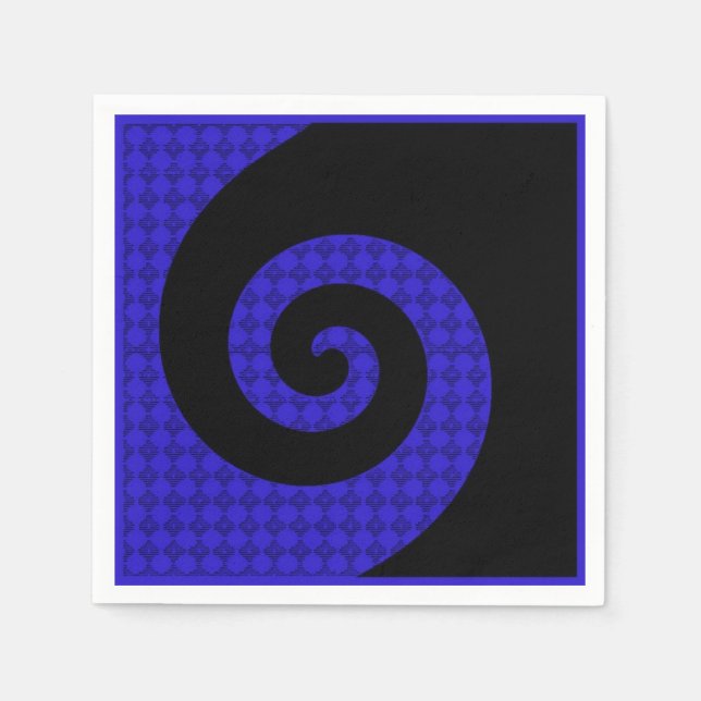 Blau und Schwarz Muster Napkins Serviette (Vorderseite)