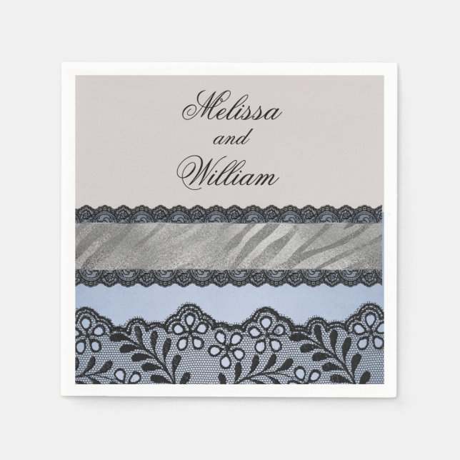 Blau und Schwarz Schönheit Serviette (Vorderseite)