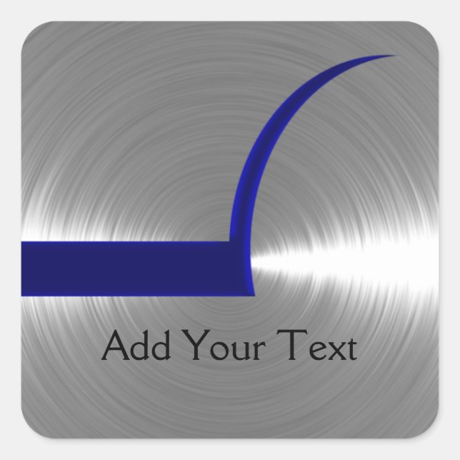 Blau und Silber als Bürstenmetall Quadratischer Aufkleber (Vorderseite)