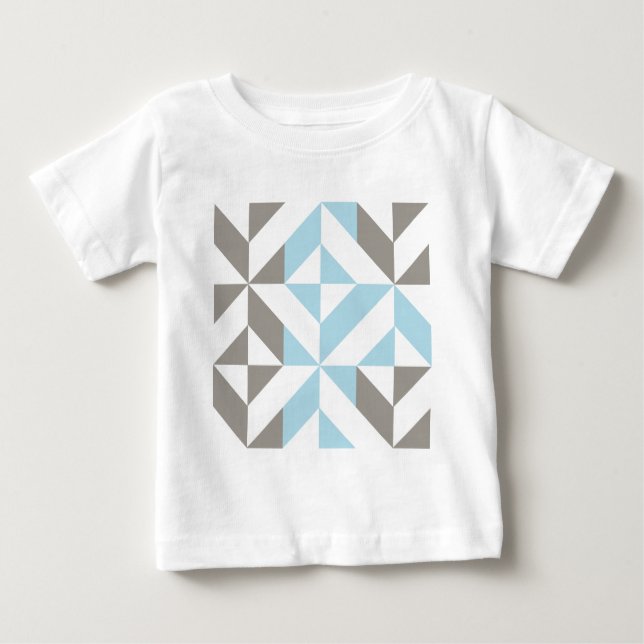 Blau und Silber Geometric ZigZag Baby T-shirt (Vorderseite)
