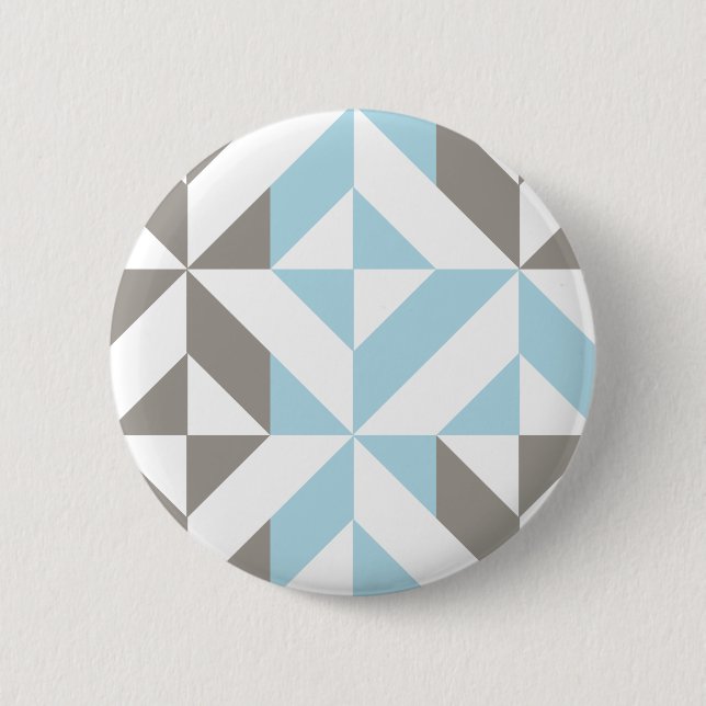 Blau und Silber Geometric ZigZag Button (Vorderseite)