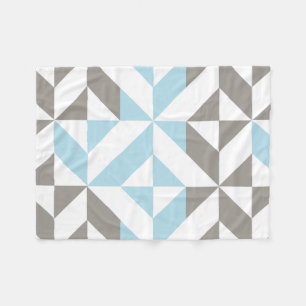 Blau und Silber Geometric ZigZag Fleecedecke