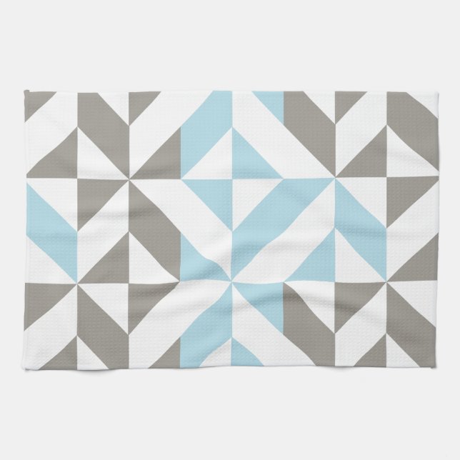 Blau und Silber Geometric ZigZag Geschirrtuch (Horizontal)