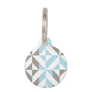Blau und Silber Geometric ZigZag Haustiermarke