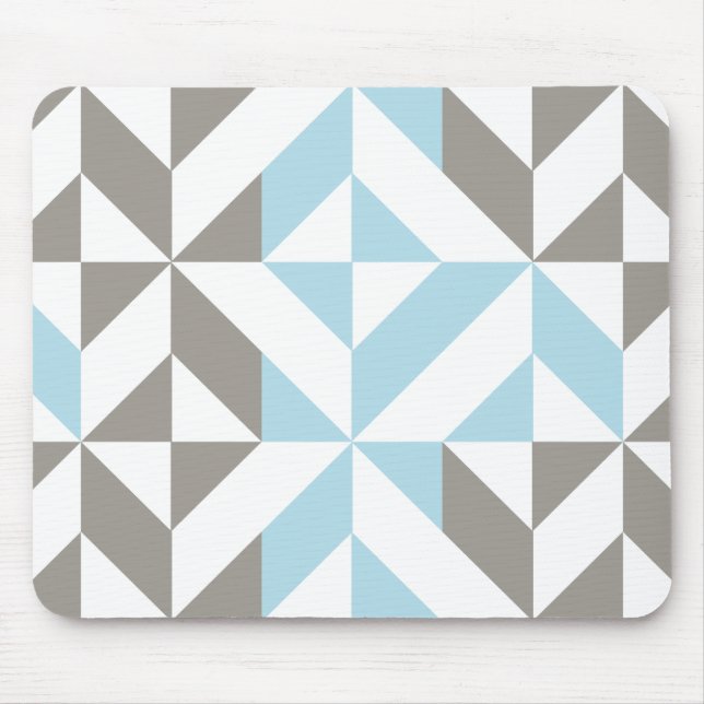 Blau und Silber Geometric ZigZag Mousepad (Vorne)