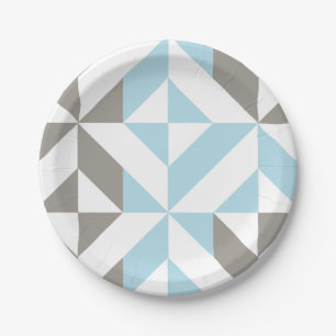 Blau und Silber Geometric ZigZag Pappteller