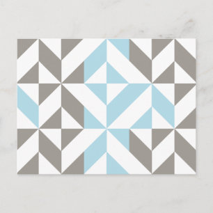 Blau und Silber Geometric ZigZag Postkarte