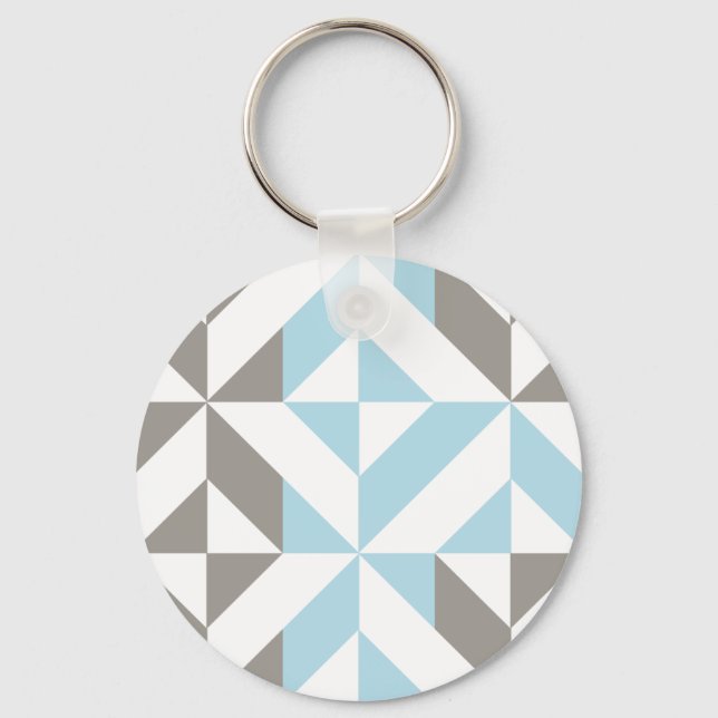 Blau und Silber Geometric ZigZag Schlüsselanhänger (Vorderseite)
