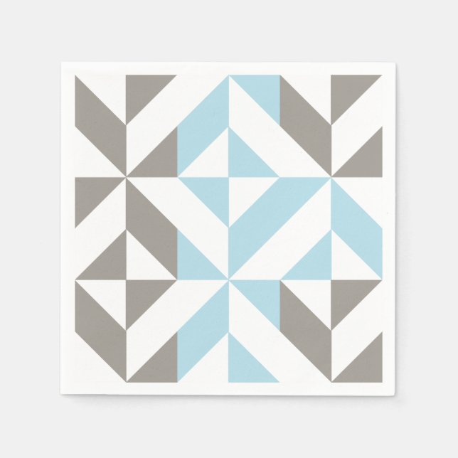 Blau und Silber Geometric ZigZag Serviette (Vorderseite)