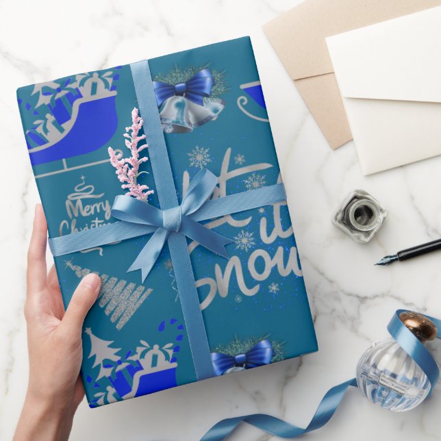 Blau und Silber lassen Sie es auf blau schnee | Geschenkpapier (Schenken)