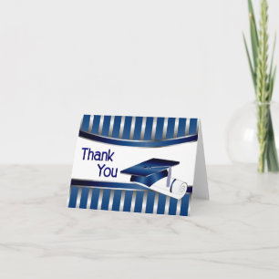 Blau und Silber Streifen Abschluss Danke Karten