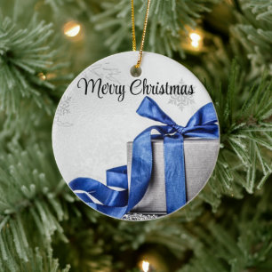 Blau und Silber Weihnachtsgeschenke Keramik Ornament