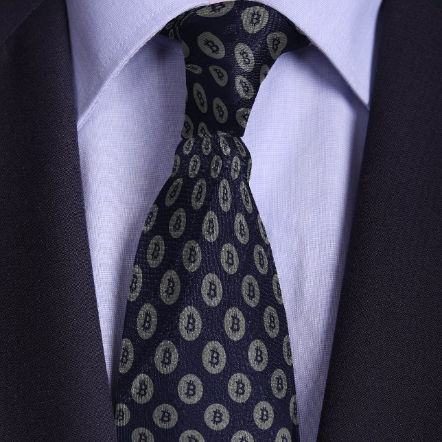 Blau- und Silberbitcoin-Krypto-Münzmuster Krawatte (Von Creator hochgeladen)
