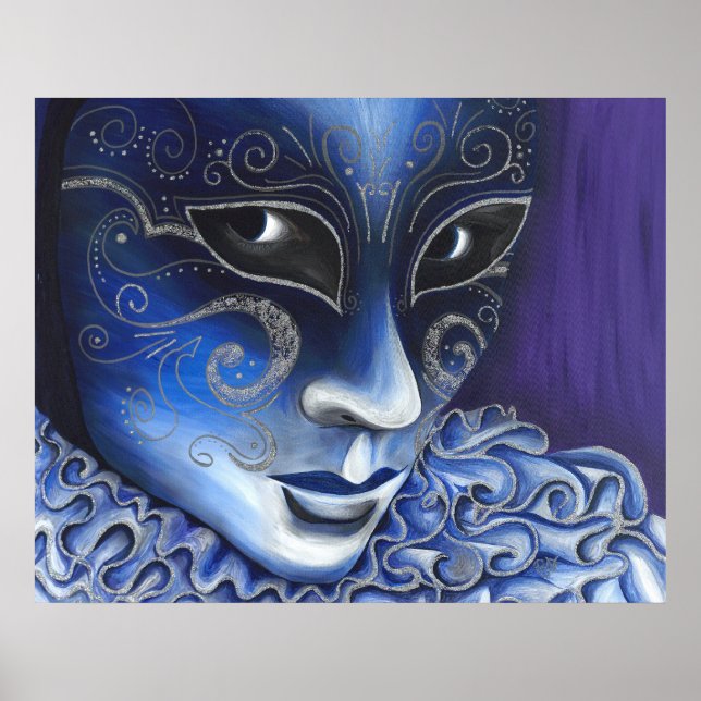 Blau und Silberner Flair Poster (Vorne)