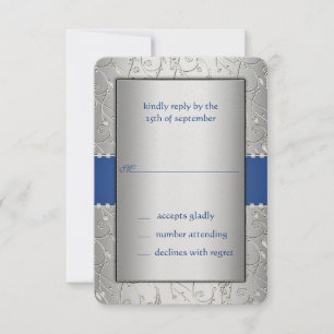 Blau und Silberwirbel für Hochzeitsszenarien RSVP Karte