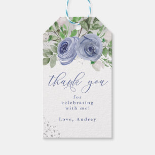 Blau und Silver Floral, vielen Dank, dass du dir d Geschenkanhänger