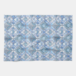 BLAU- UND SILVER-KUNST-DECO-MUSTER GESCHIRRTUCH