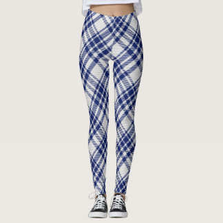 Blau und Silver Royal Stewart tartan Muster Leggings