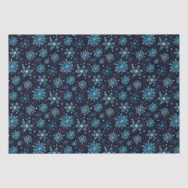 Blau und Silver Winter Schneeflocken Muster Seidenpapier