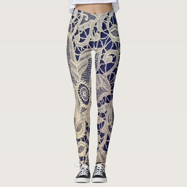 Blau- und Spitze-Leggings Leggings (Vorderseite)