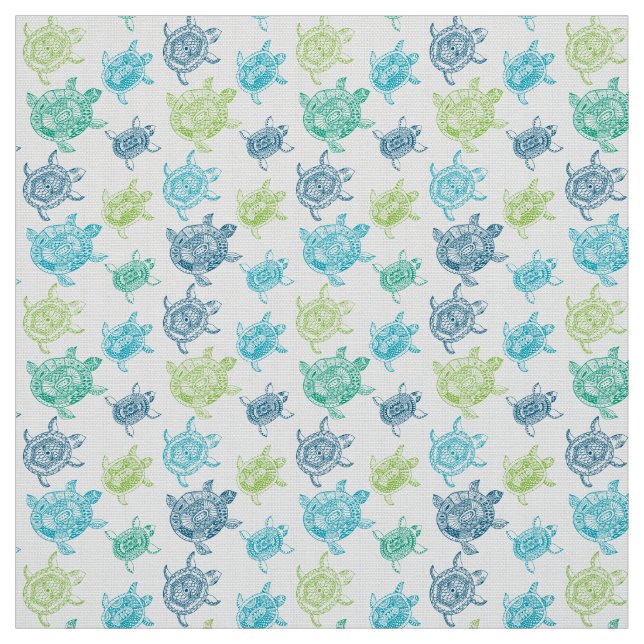 Blau und Suppenschildkröten Stoff (Muster)