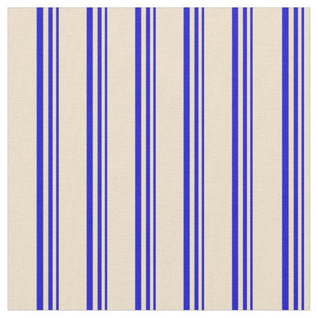 Blau und Tan farbige Linien Stoff (Nahaufnahme)
