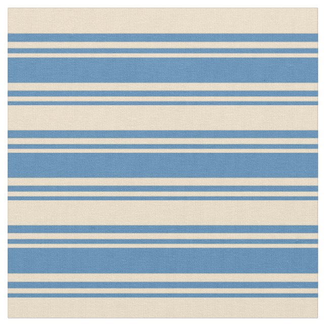 Blau- und Tan-Linien/Streifen-Muster Stoff (Nahaufnahme)