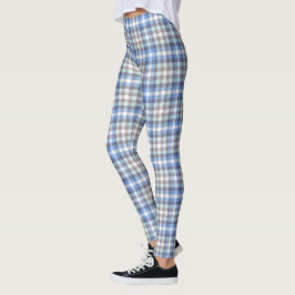 Blau und Taupe Tartan Muster Leggings