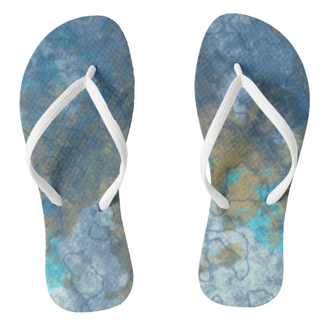 Blau und Türkis Abstrakt Flip Flops (Fußbett)