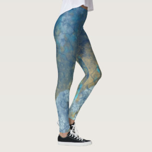 Blau und Türkis Abstrakt Leggings