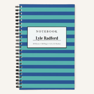 Blau und Türkis gestreiftes personalisiertes Notiz Notizbuch
