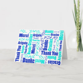 Blau und Türkis Mehrsprachig Vielen Dank Dankeskarte