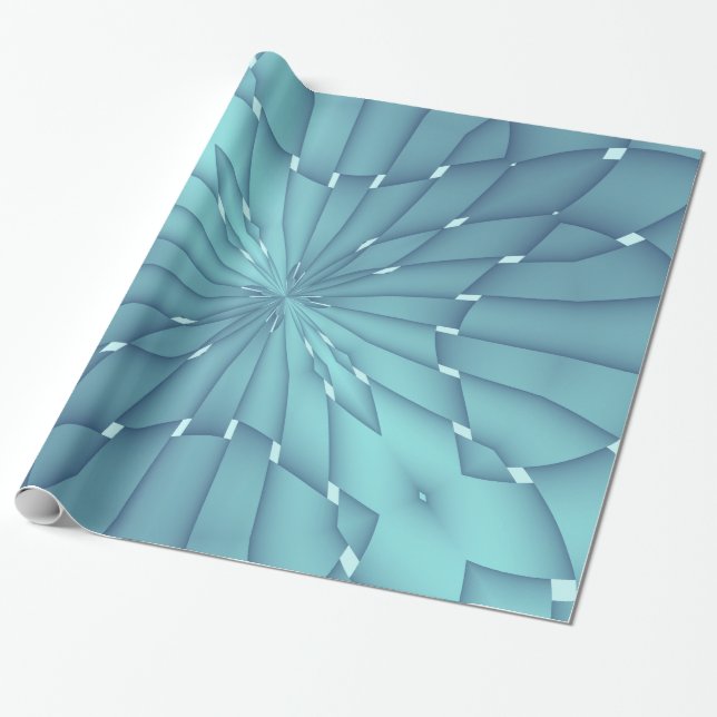 Blau und Türkis Metallic Star Geschenkpapier (Ungerollt)