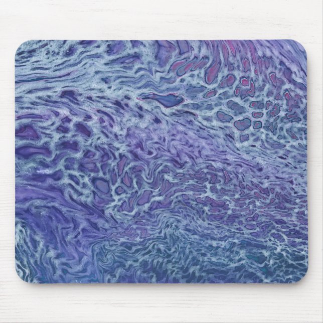 Blau und Violett Akryllische Abstrakte Fluid Art Mousepad (Vorne)