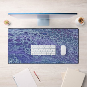 Blau und Violett Akryllische Abstrakte Fluid Art Schreibtischunterlage