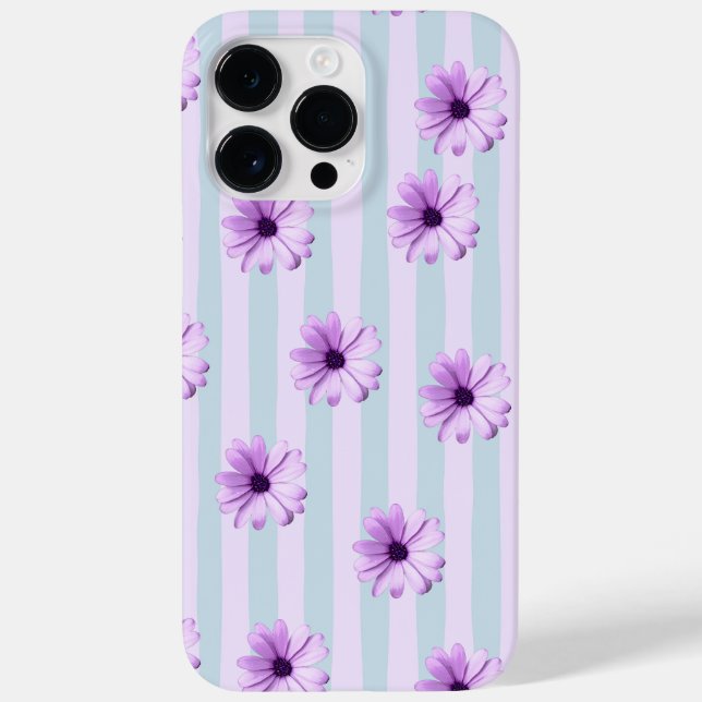 blau und violett gestreiftes Gänseblumenmuster Case-Mate iPhone Hülle (Rückseite)