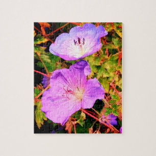 Blau- und violette Blumen Puzzle