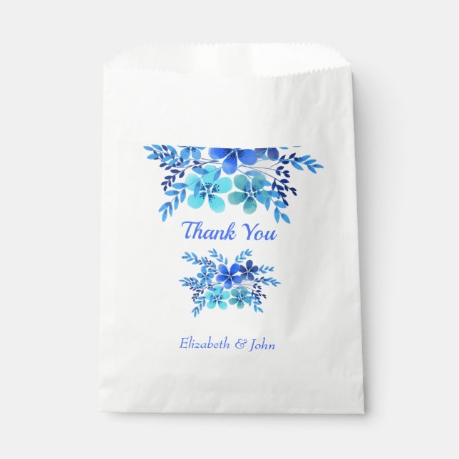Blau und Wasser Wasserfarben | Danke Hochzeit Geschenktütchen (Vorderseite)