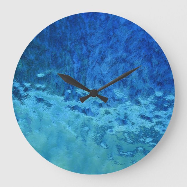 Blau- und Wasserglas abstrakt Große Wanduhr (Vorderseite)