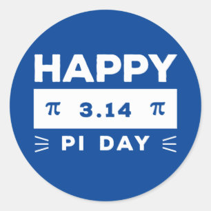 Blau und weiß 3.14 Happy Pi Day Runder Aufkleber