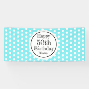 Blau und weiß 50. Geburtstag Polka Dots Banner