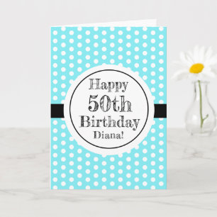 Blau und weiß 50. Geburtstag Polka Dots Karte