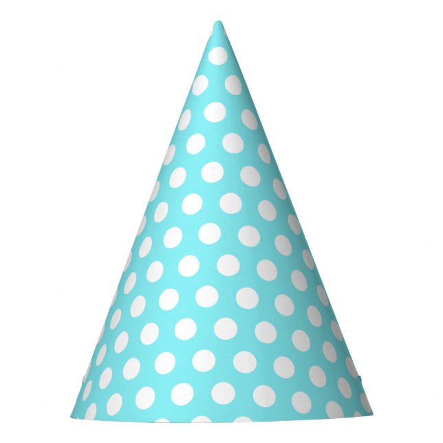 Blau und weiß 50. Geburtstag Polka Dots Partyhütchen (Vorderseite)