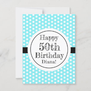 Blau und weiß 50. Geburtstag Polka Dots Postkarte