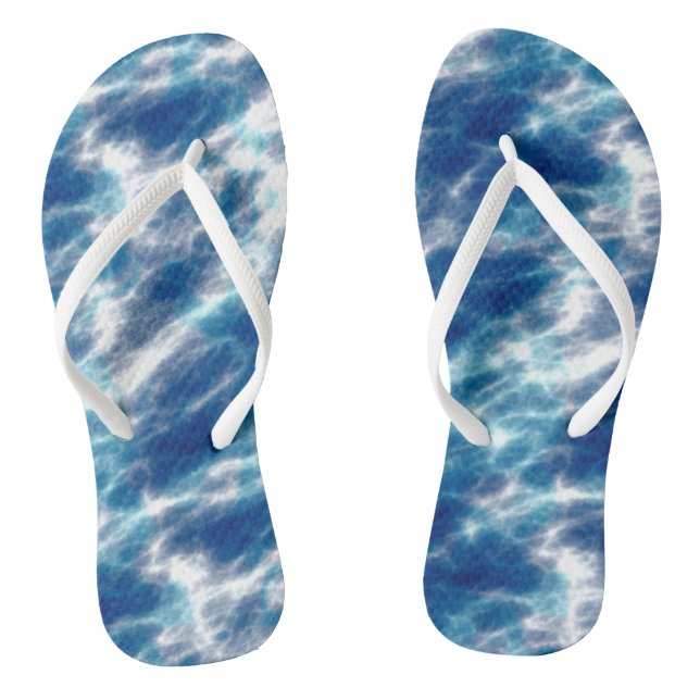 Blau und Weiß Abstrakt Flip Flops (Fußbett)