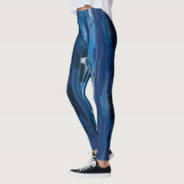 Blau und Weiß Abstrakt Leggings